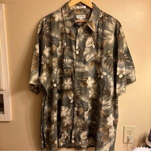 Pierre Cardin Men's Tropical Floral Shirt - Black and Brown